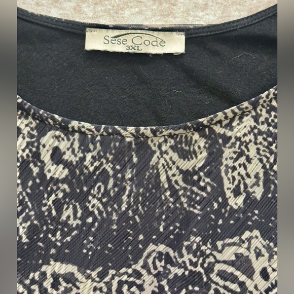 SESE CODE Women's Black and Tan Flutter Sleeve Blouse – Size 3XL FLowy Lined - Picture 4 of 11